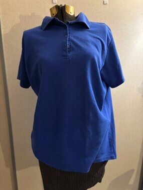 Hanes XL Women's Blue Collared Short Sleeve Polo Shirt..